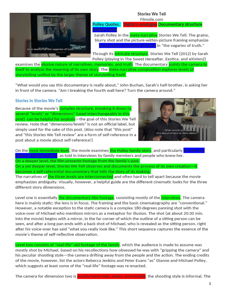 Stories We Tell - Filmslie Article | PDF | Documentary Film | Camera