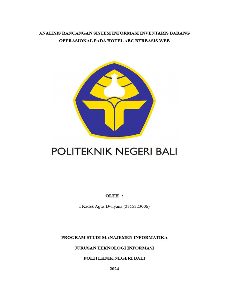 Rancangan Sistem Informasi Inventaris Hotel | PDF