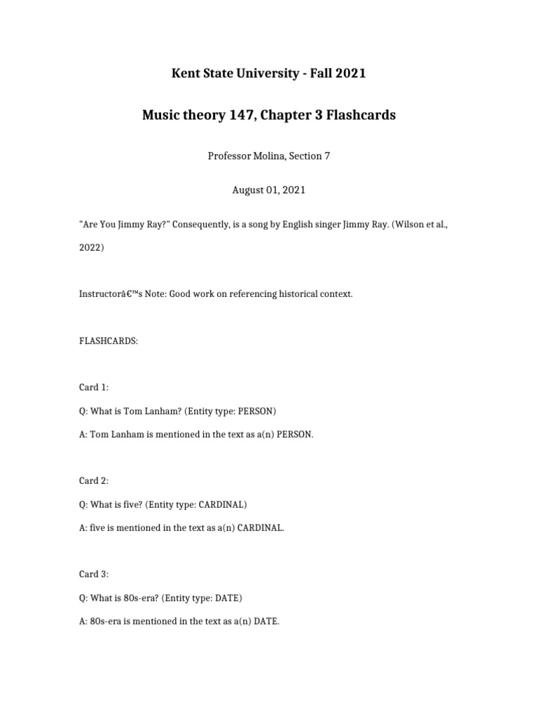 Music Theory Flashcards: Chapter 3 | PDF