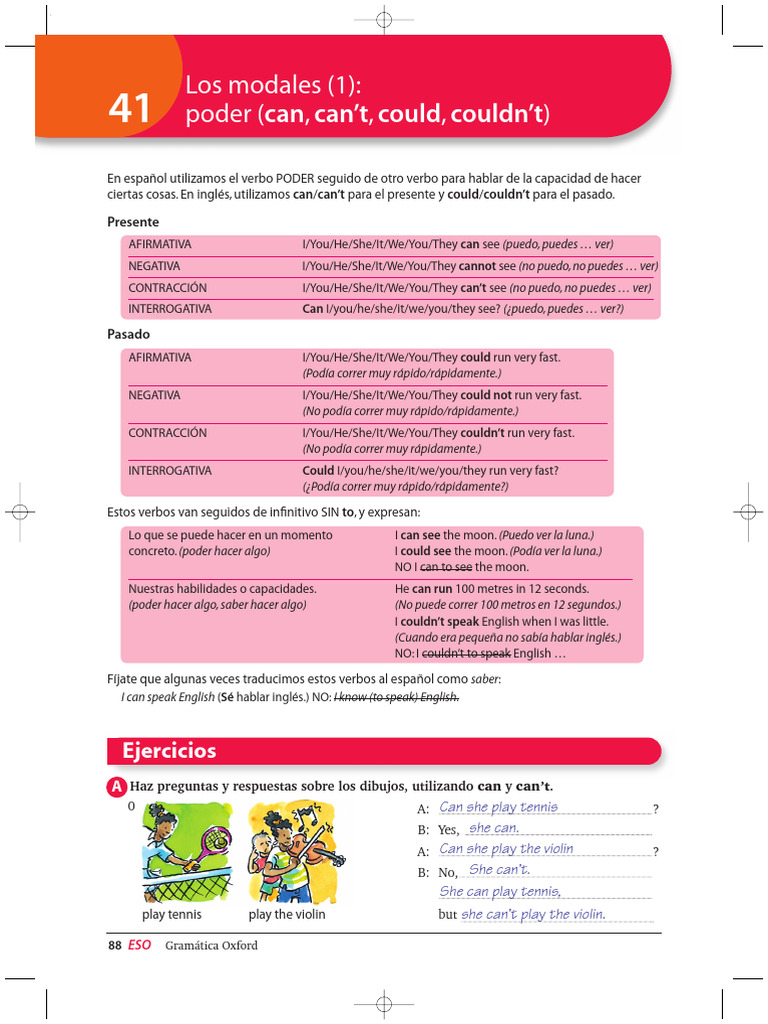 Ejercicios de verbos modales en inglés | PDF