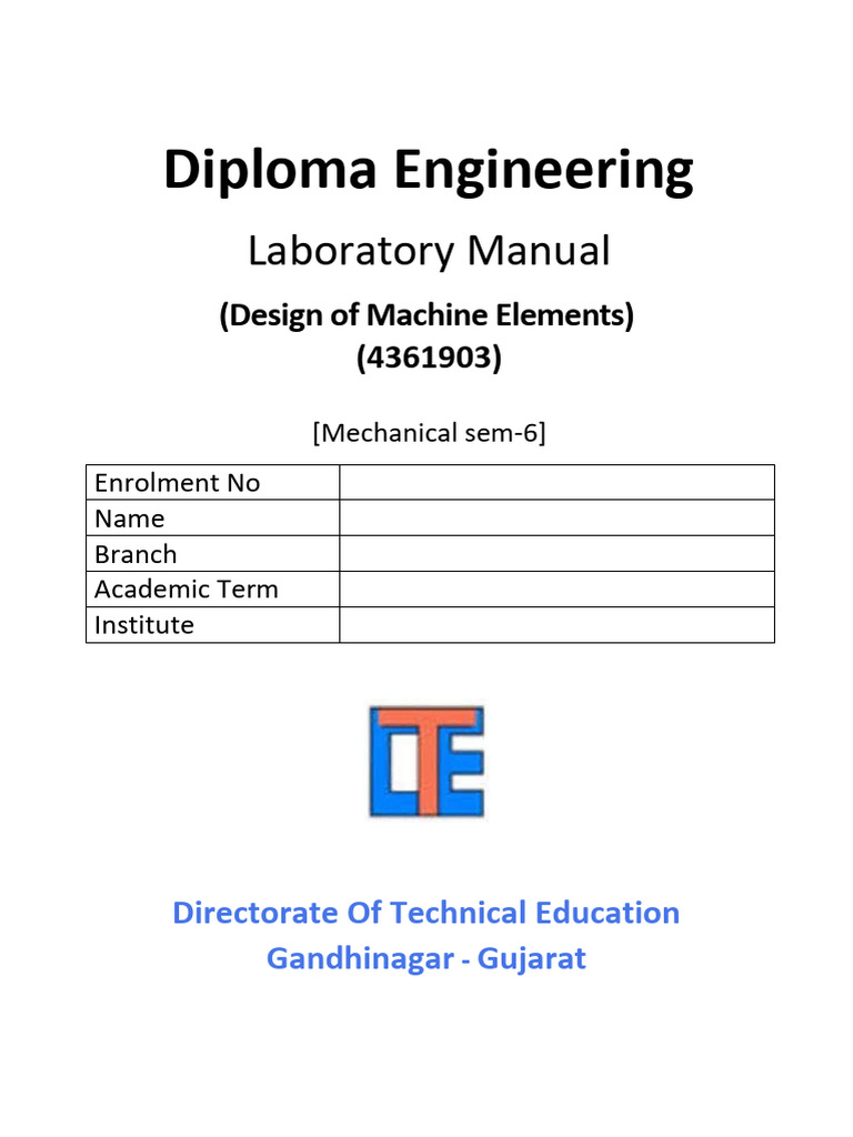 Design of Machine Elements Lab Manual | PDF | Bending | Strength Of ...