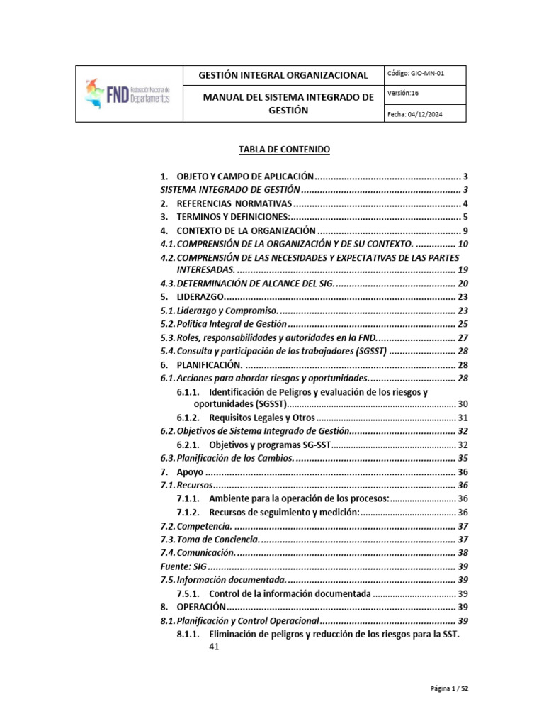Manual del Sistema Integrado de Gestión | PDF | Sistema de manejo de ...