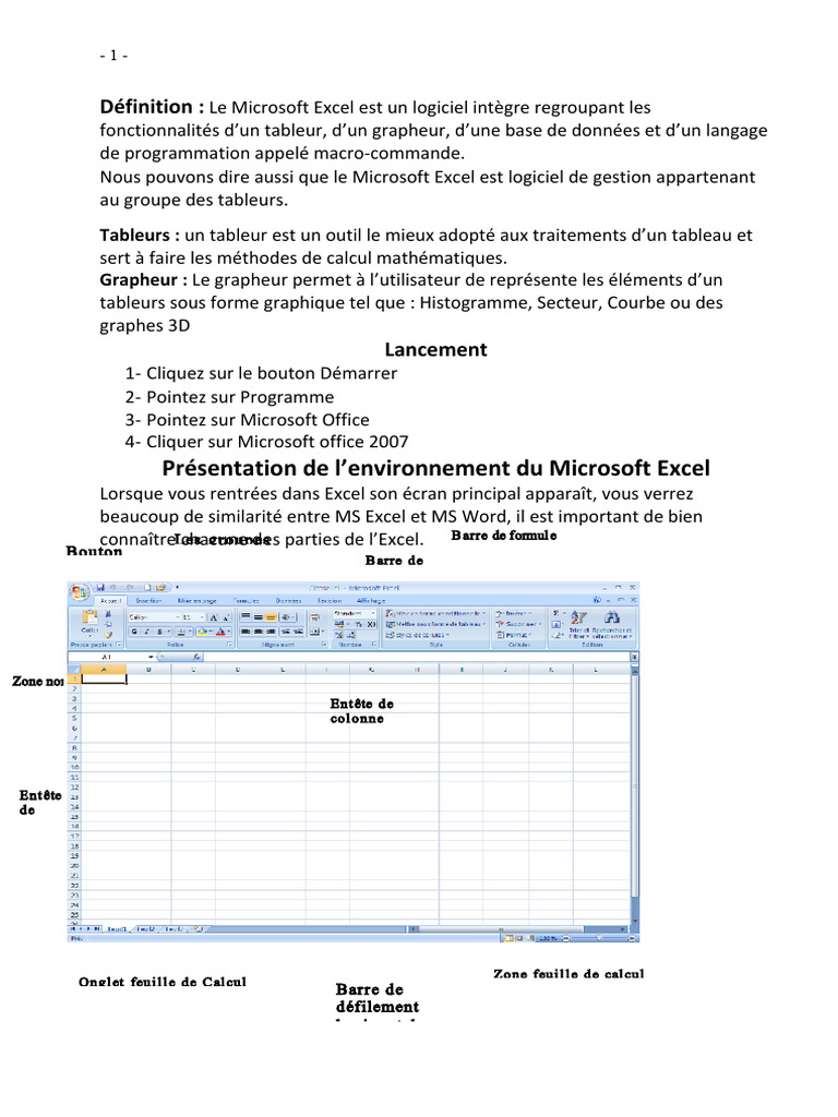Introduction à Microsoft Excel 2007 | PDF | Microsoft Excel | Microsoft ...