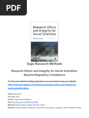 Research Ethics and Integrity For Social Scientists 2e | PDF