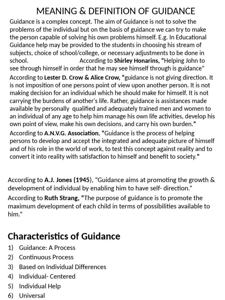 Understanding Guidance: Definition & Types | PDF | Vocational Education ...