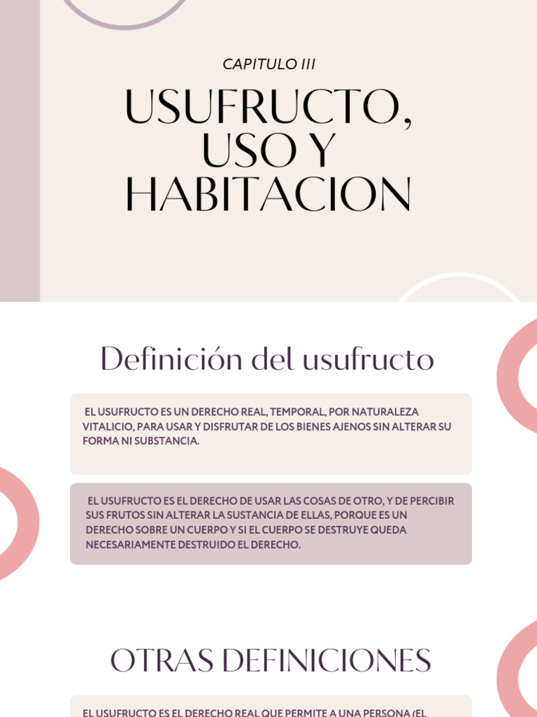 Usufructo: Uso y Derechos del Usufructuario | PDF | Propiedad ...