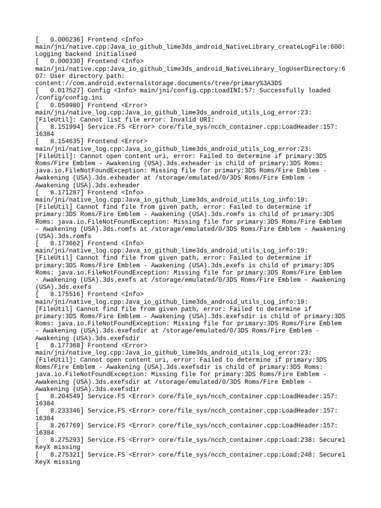 3DS ROM File Access Errors Log | PDF | Encryption | Read Only Memory