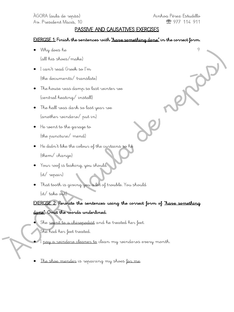 Passive and Causative Exercises | PDF