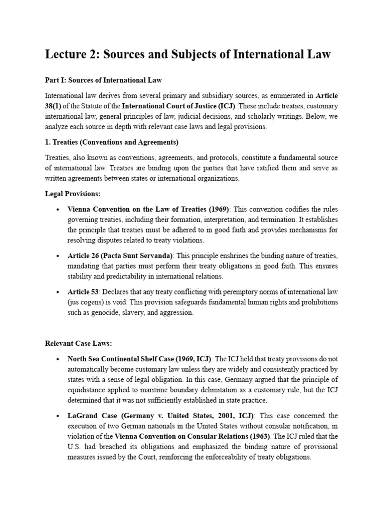 Sources and Subjects of International Law | PDF | International Law ...