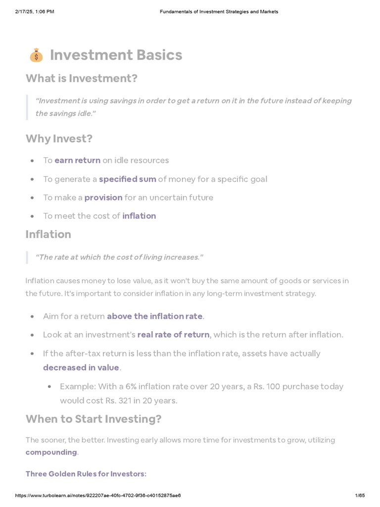 IFM All Chapter Notes Compressed | PDF | Cost Of Living | Stocks