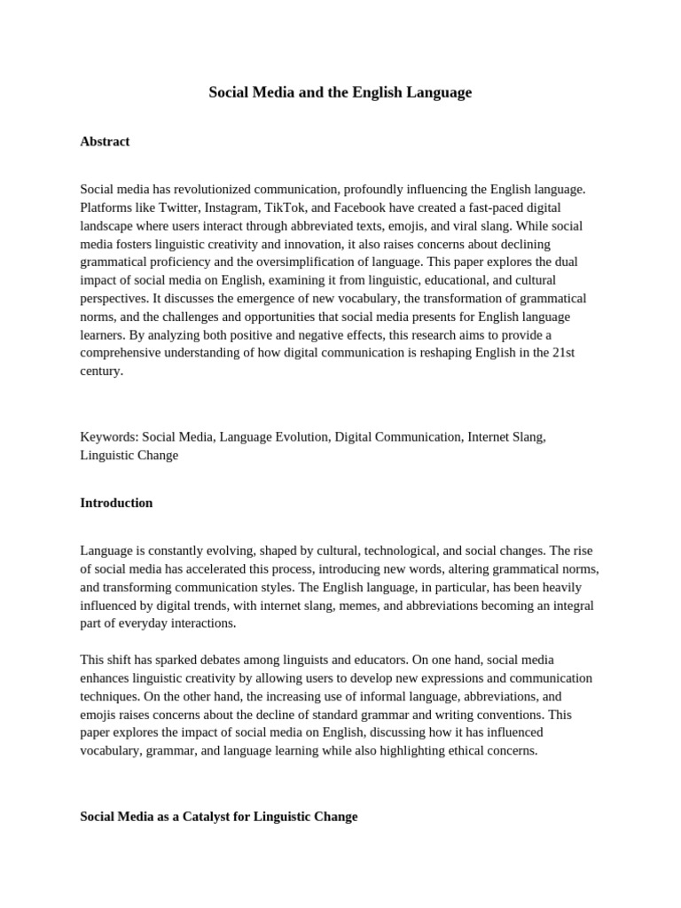 Impact of Social Media on English Language | PDF | English Language ...