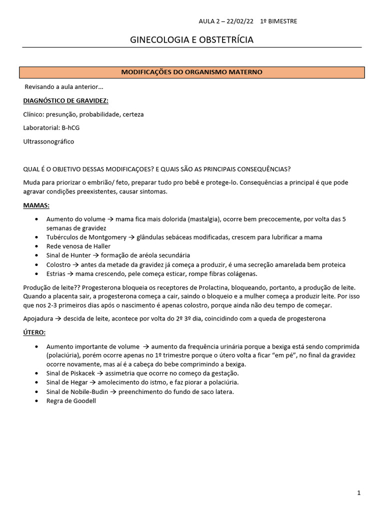 Modificações do Organismo Materno na Gravidez | PDF | Gravidez | Seio