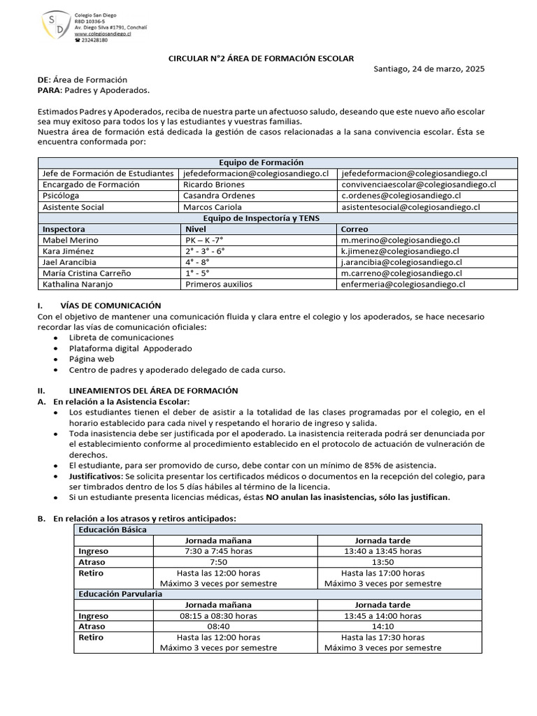 Comunicación para Padres 2025 | PDF