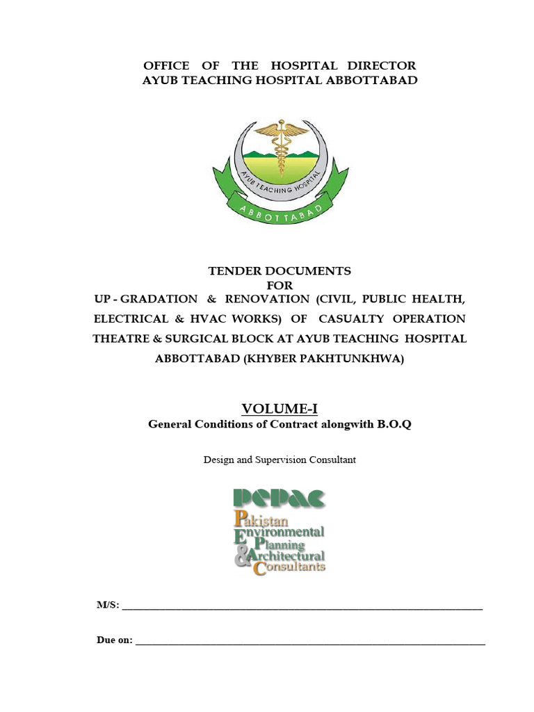 Ayub Teaching Hospital Renovation Tender | PDF | Payments | Prices