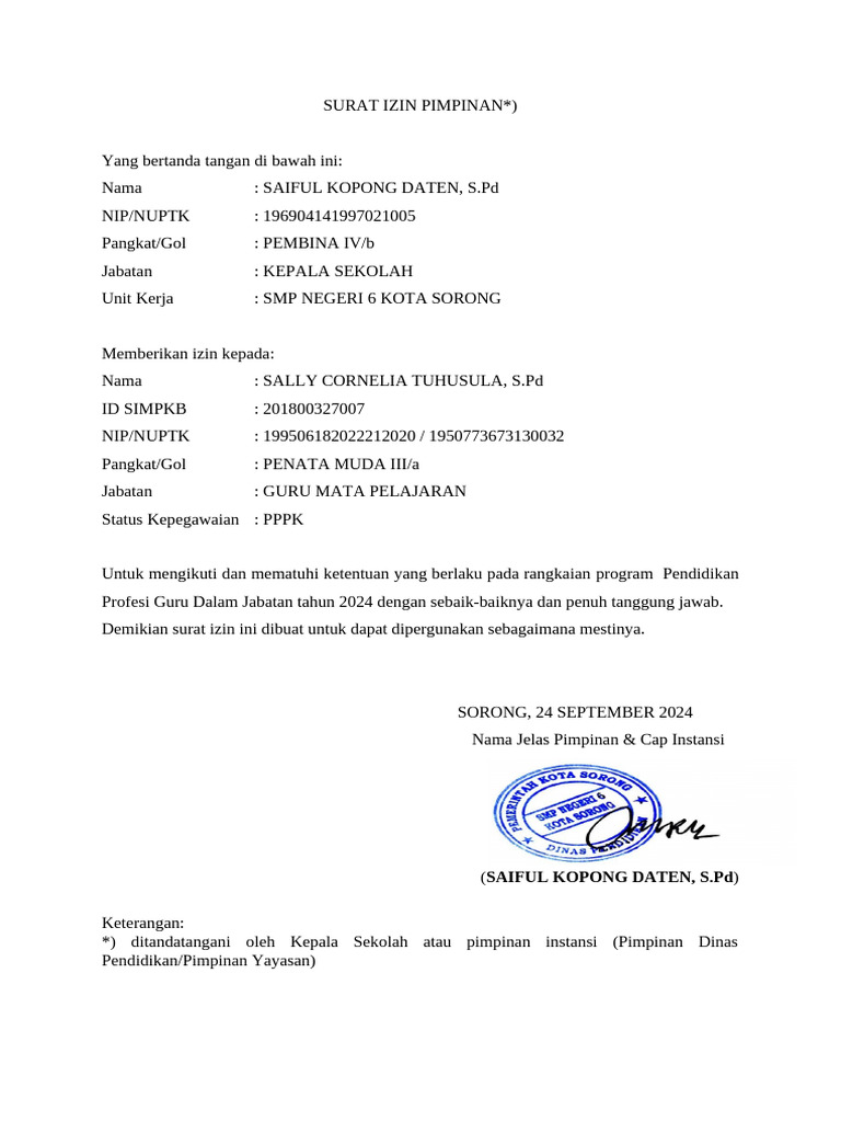 Izin Pendidikan Profesi Guru 2024 | PDF