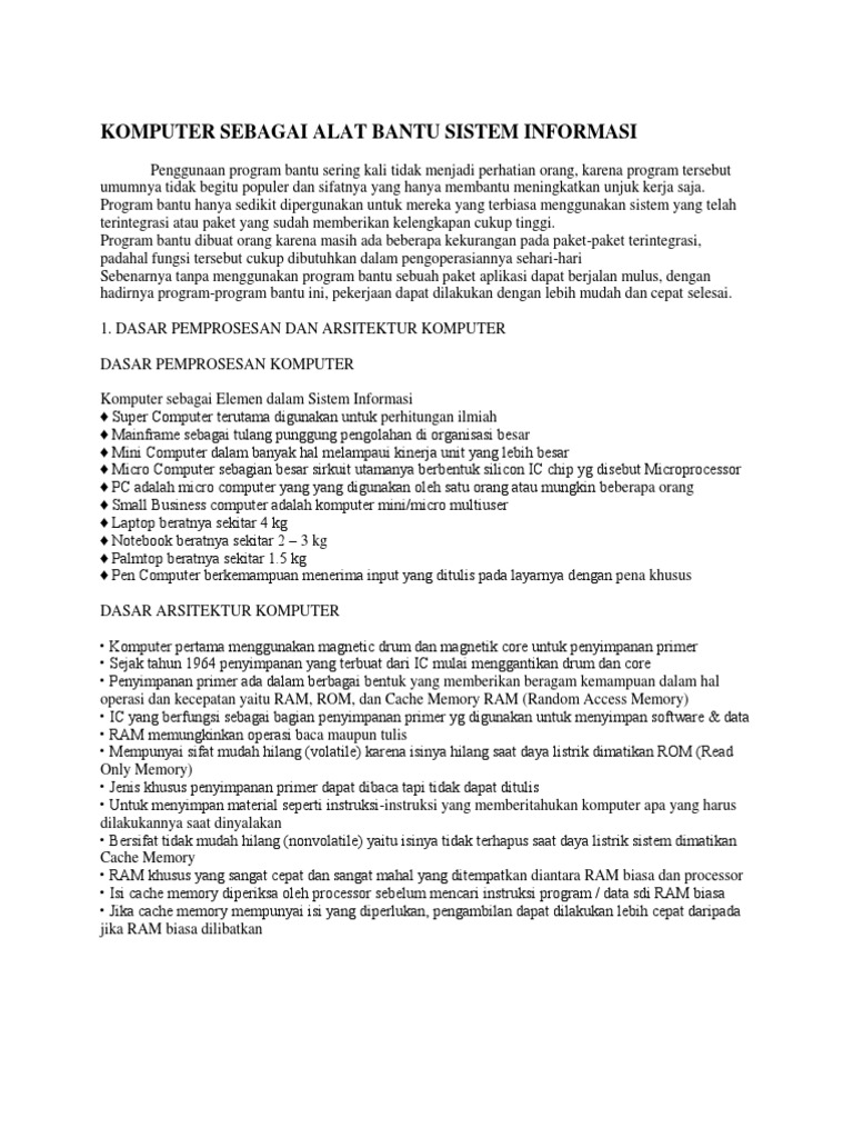 Komputer Sebagai Alat Bantu Sistem Informasi