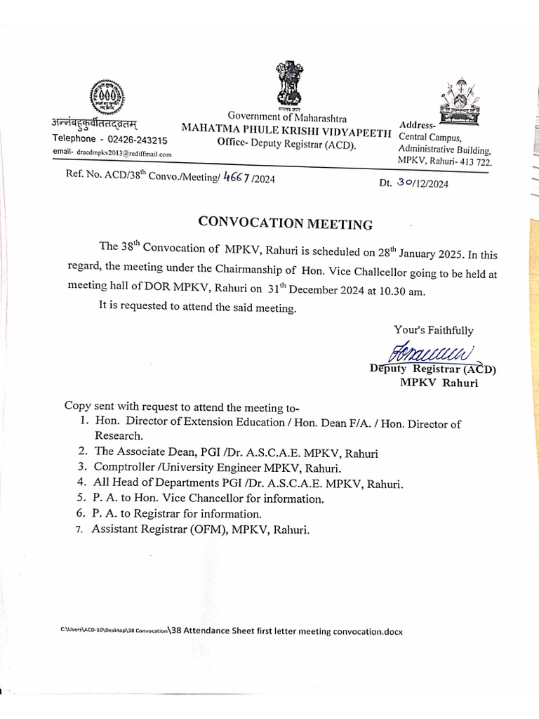 38th Convocation Meeting | PDF