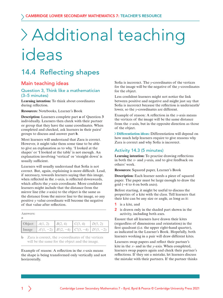 Additional Teaching Ideas 14.4 | PDF | Cartesian Coordinate System ...