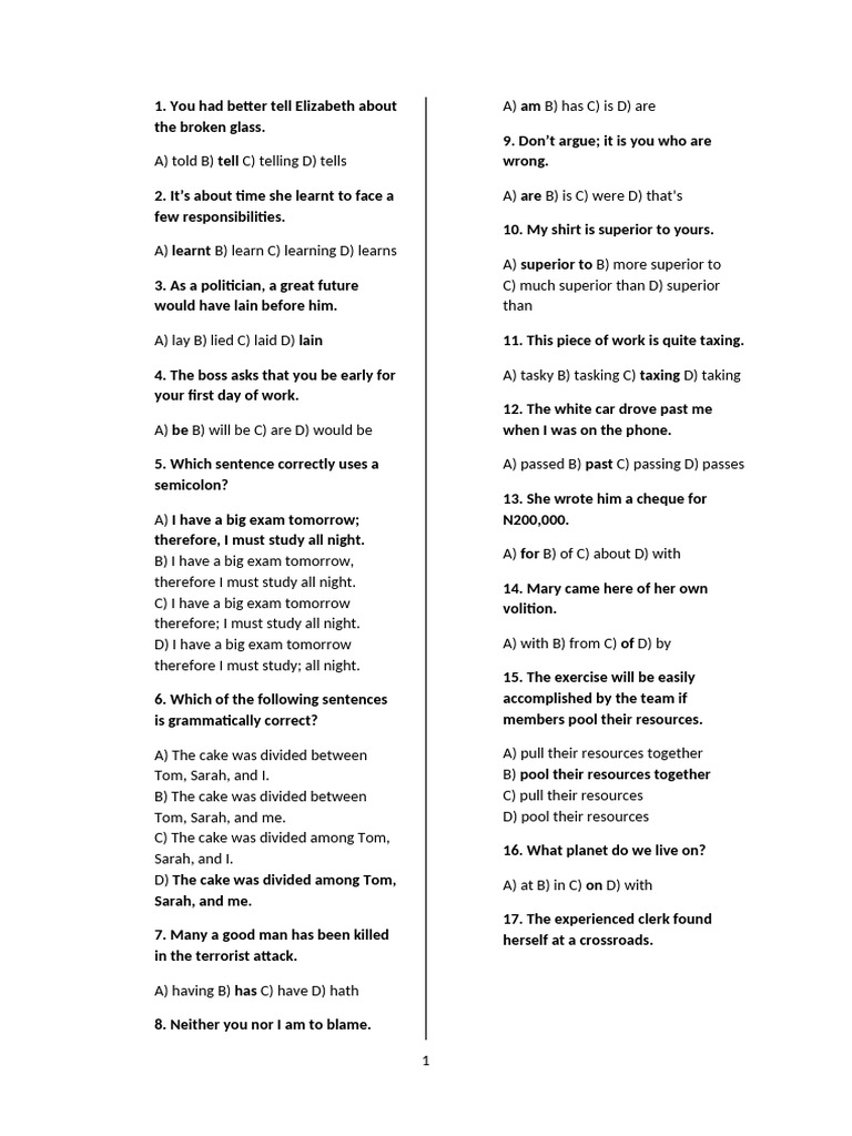 Grammar and Vocabulary Quiz | PDF | Linguistic Typology | Linguistic ...