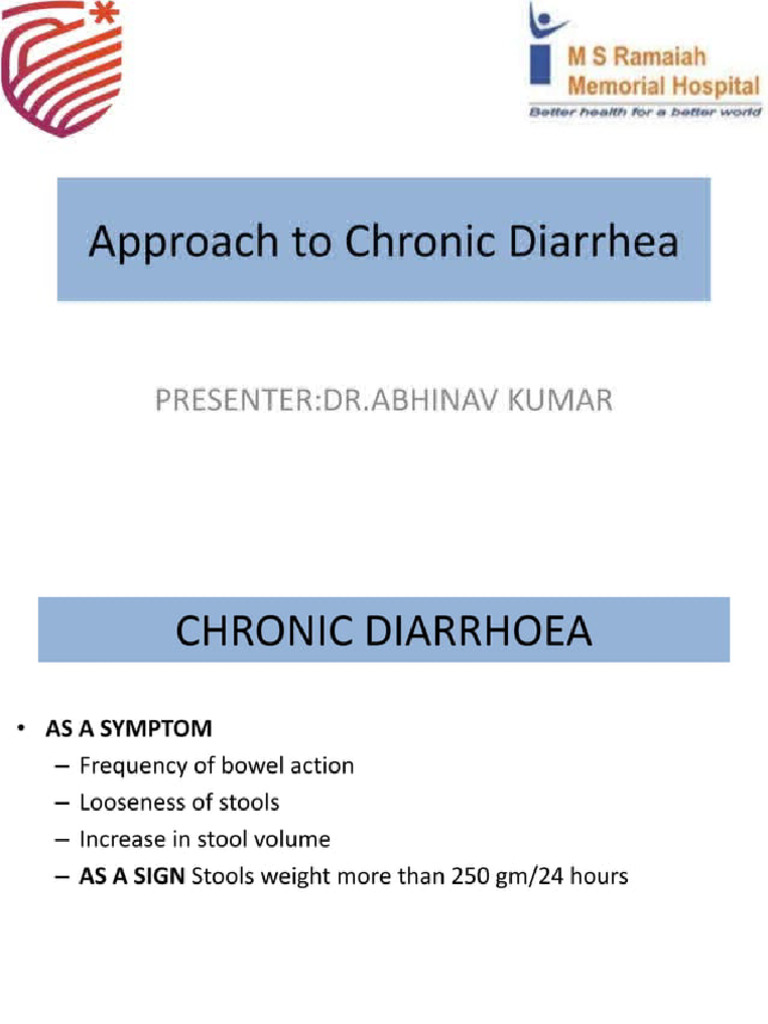 Approach To Chronic Diarrhoea | PDF