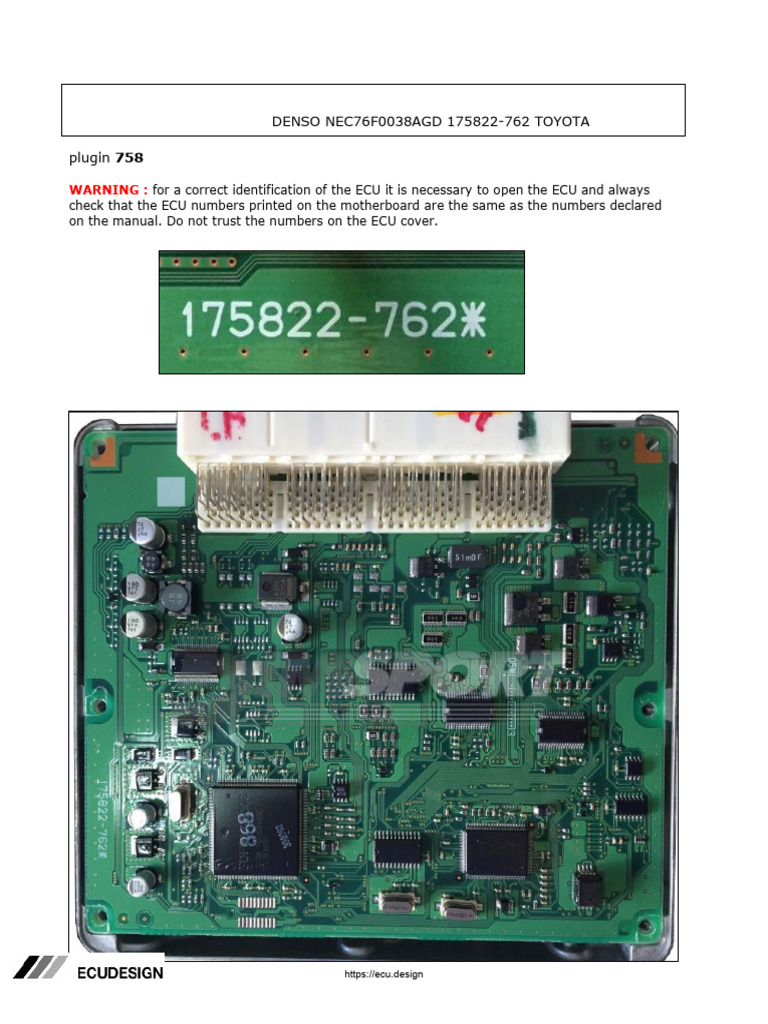 ごにあ Denso ECU Pinout for Toyota 175822-762 | PDF | Electrical