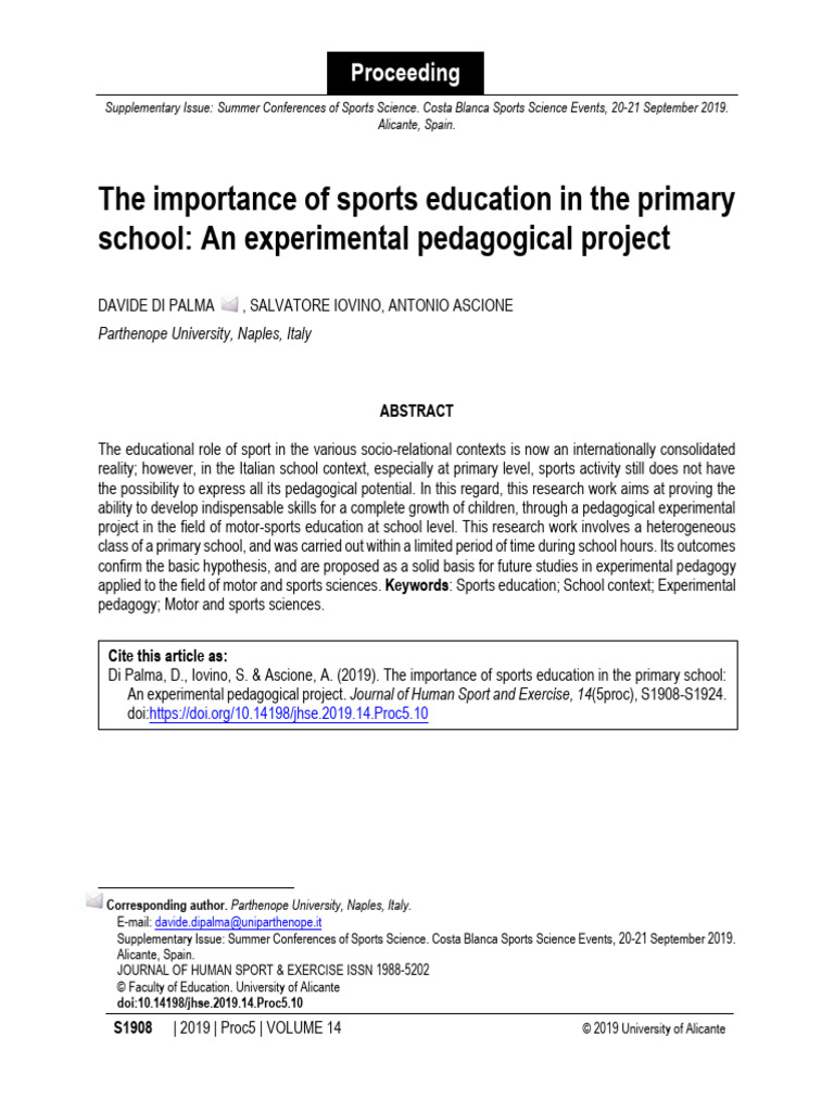 Sports Education in Primary Schools | PDF | Learning | Experience