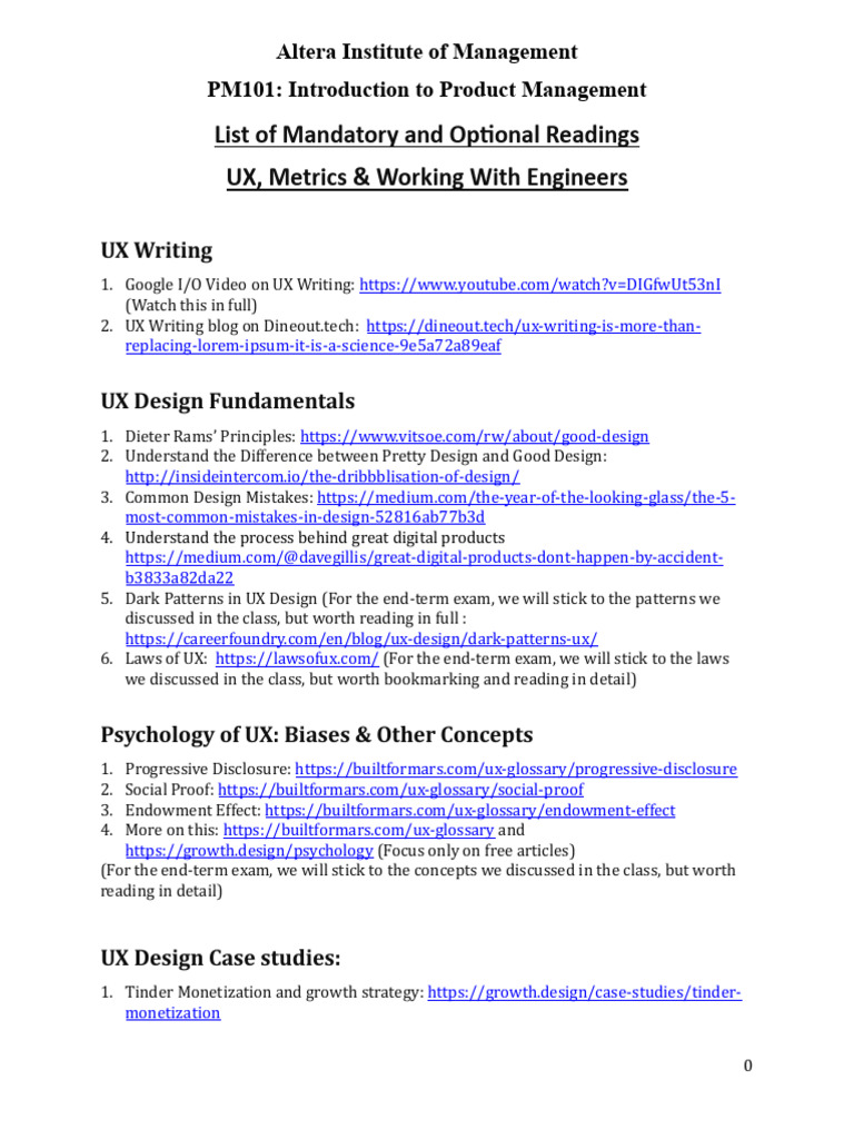 67a5ab57ef2ff96c486f66cd ListofMandatoryandOptionalReadings | PDF