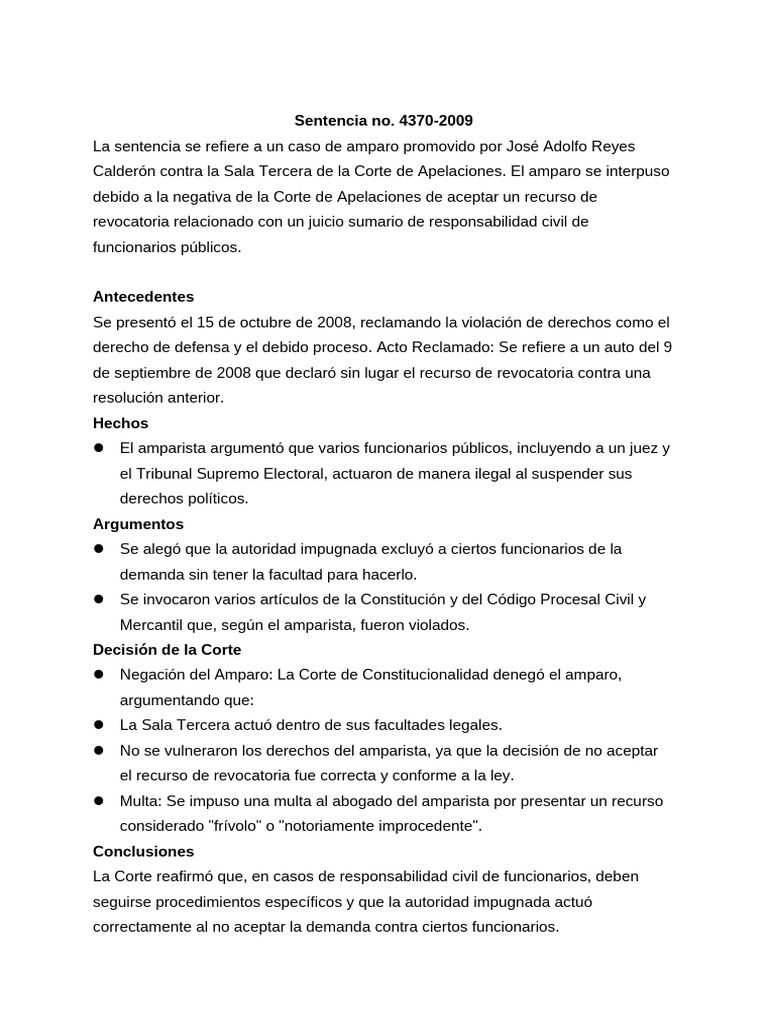 Análisis de Sentencias de Amparo en Guatemala | PDF | Apelación