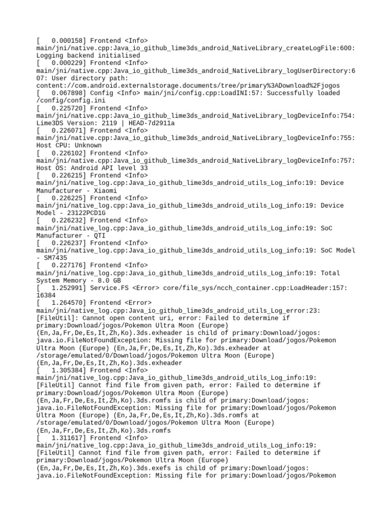 Lime3DS Android Log File Analysis | PDF | Computer Science | System ...