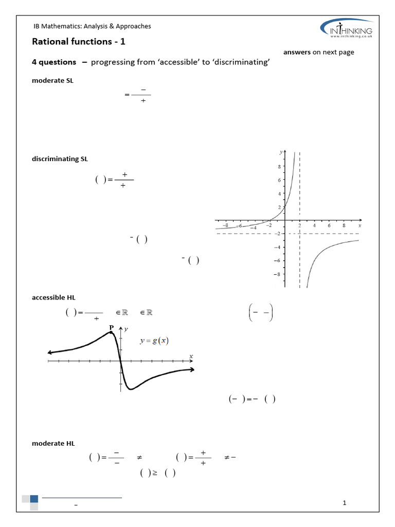 SL Rational Functions Exam Questions | PDF | Function (Mathematics ...