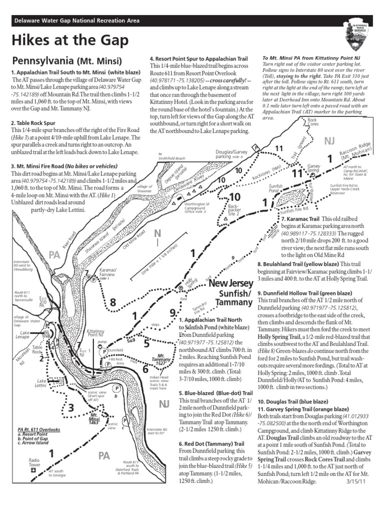 Delaware Water Gap Trail Map PDF Appalachian Trail Road Transport