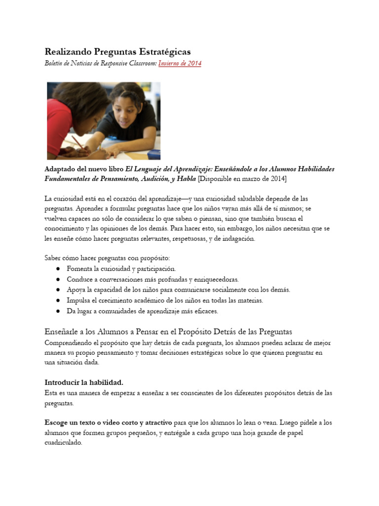 Estrategias para Formular Preguntas Efectivas | PDF | Aprendizaje ...