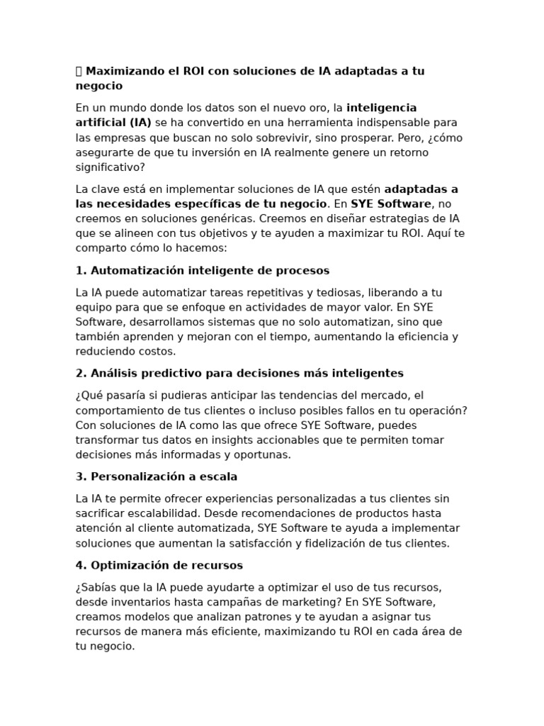 ? Maximizando El ROI Con Soluciones de IA Adaptadas A Tu Negocio ...
