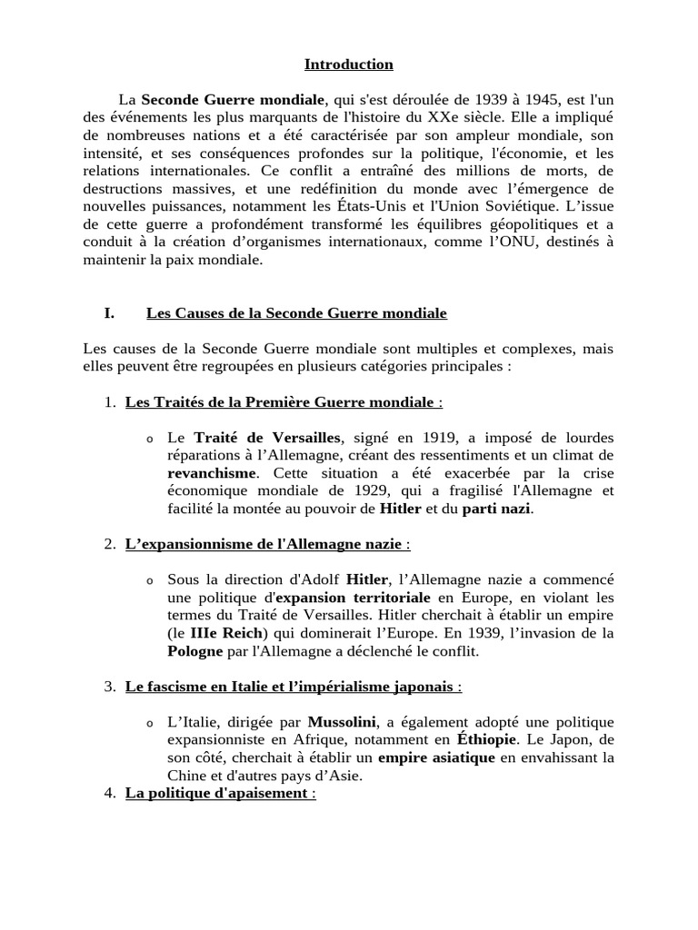 Causes de la Seconde Guerre mondiale | PDF | Seconde Guerre mondiale ...