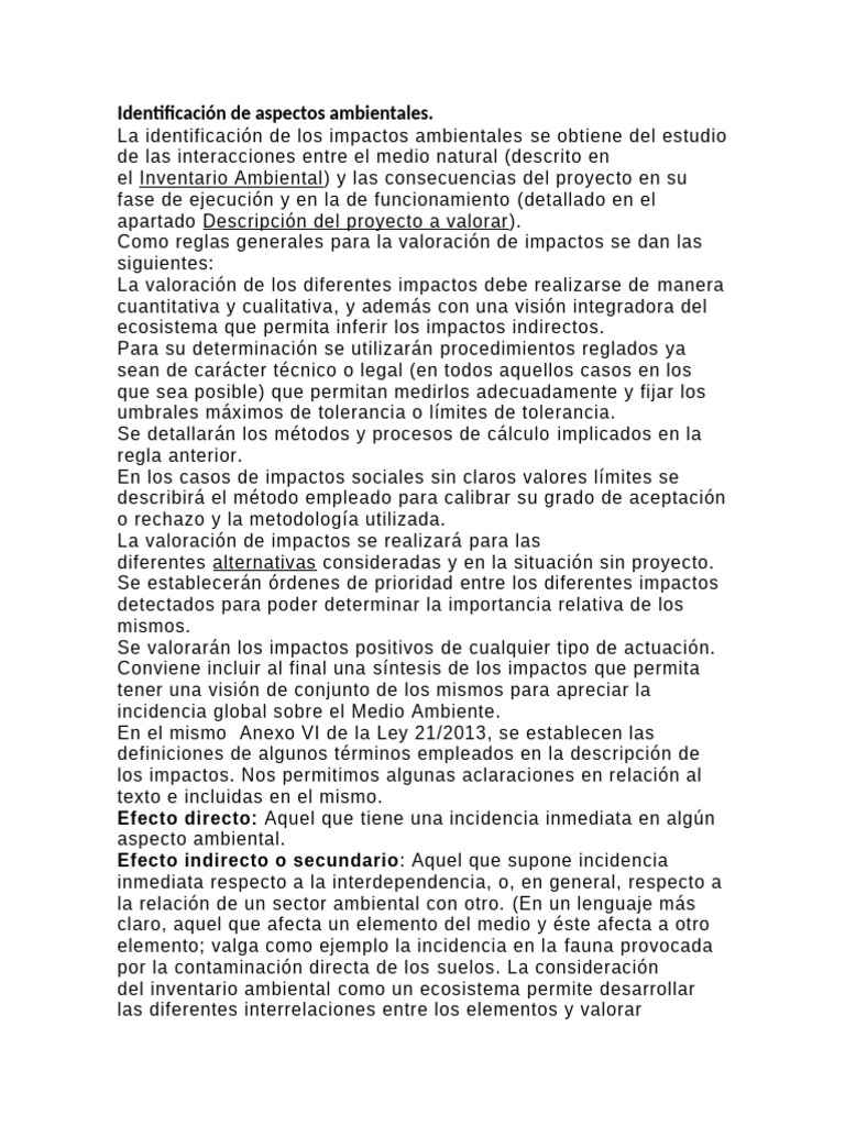 Identificación de Aspectos Ambientales. | PDF | Entorno natural ...