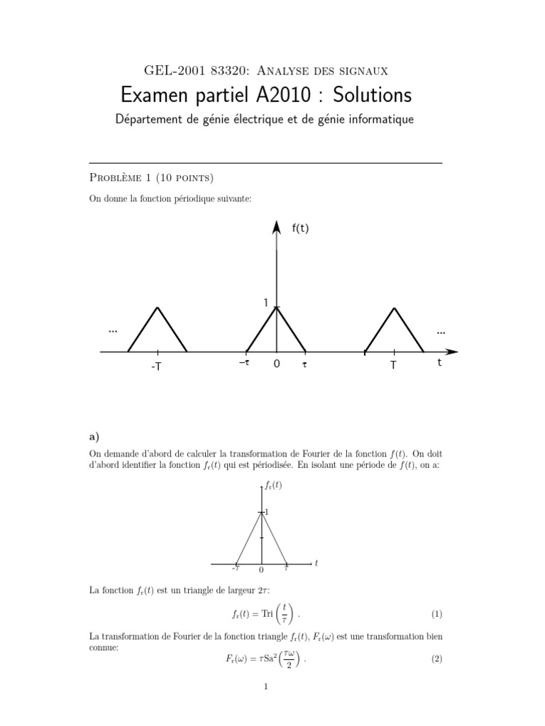 Analyse des signaux et transformations de Fourier | PDF | Mathématiques ...