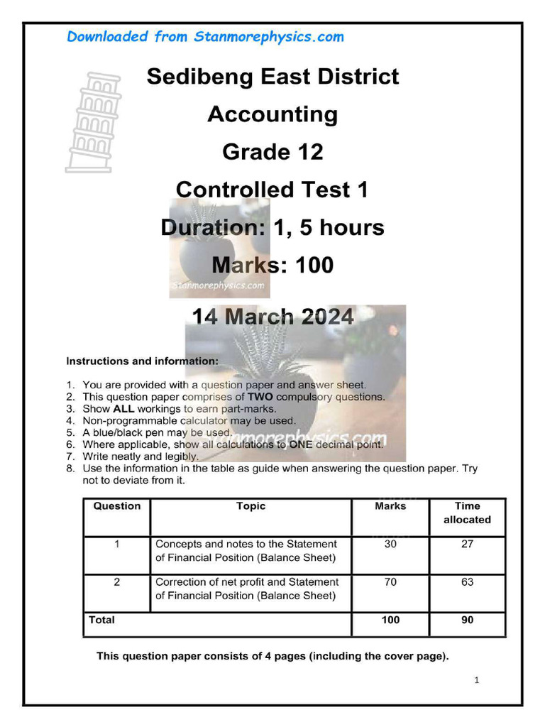 GP SE Accounting Grade 12 March 2024 QP and Memo | PDF