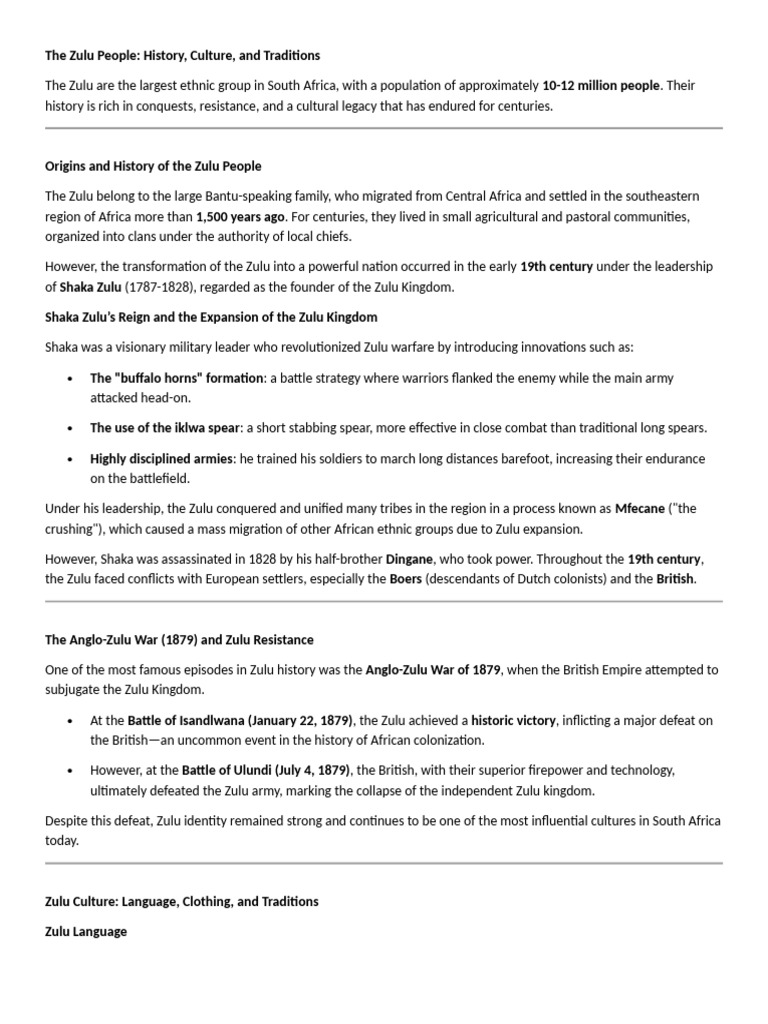 Zulu Tribe: History and Culture Overview | PDF | Zulu Kingdom