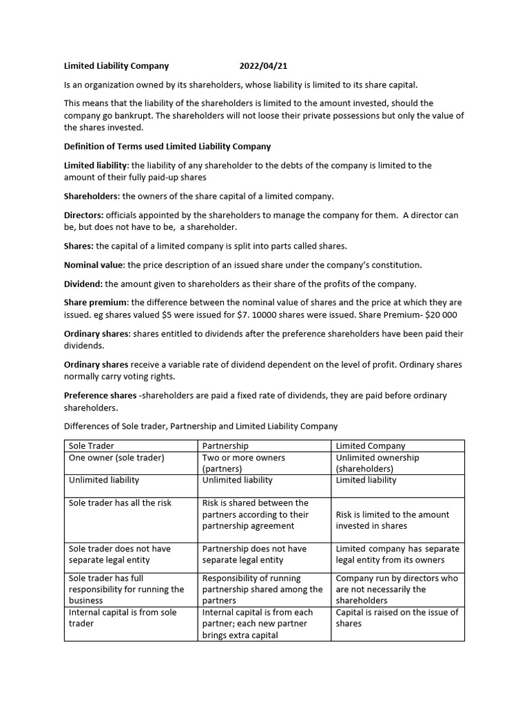 Understanding Limited Liability Companies | PDF | Dividend | Balance Sheet