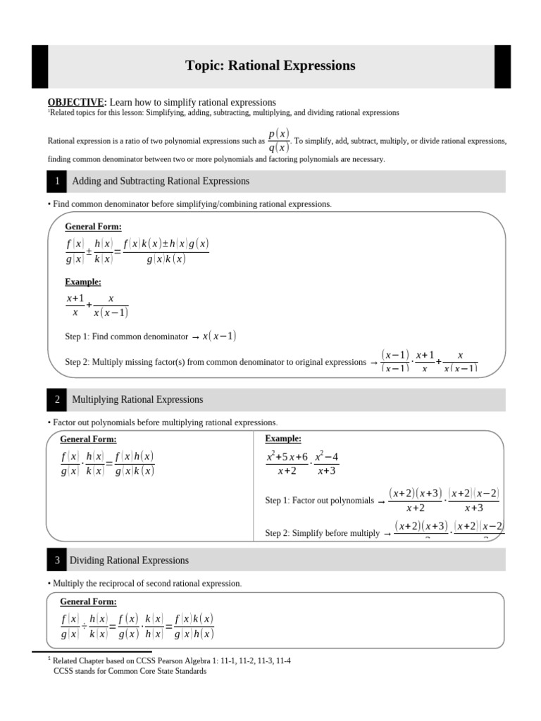 Simplifying Rational Expressions Guide | PDF | Rational Number | Polynomial