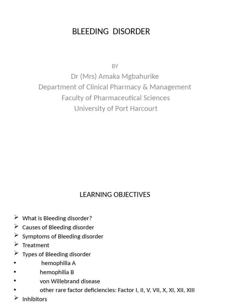 Understanding Bleeding Disorders: Types & Treatments | PDF ...