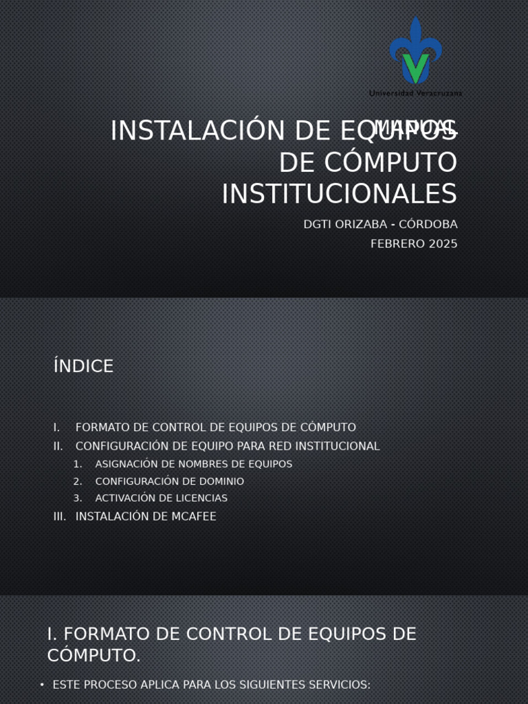 Manual de Instalación de Equipos de Computo Institucionales | PDF ...