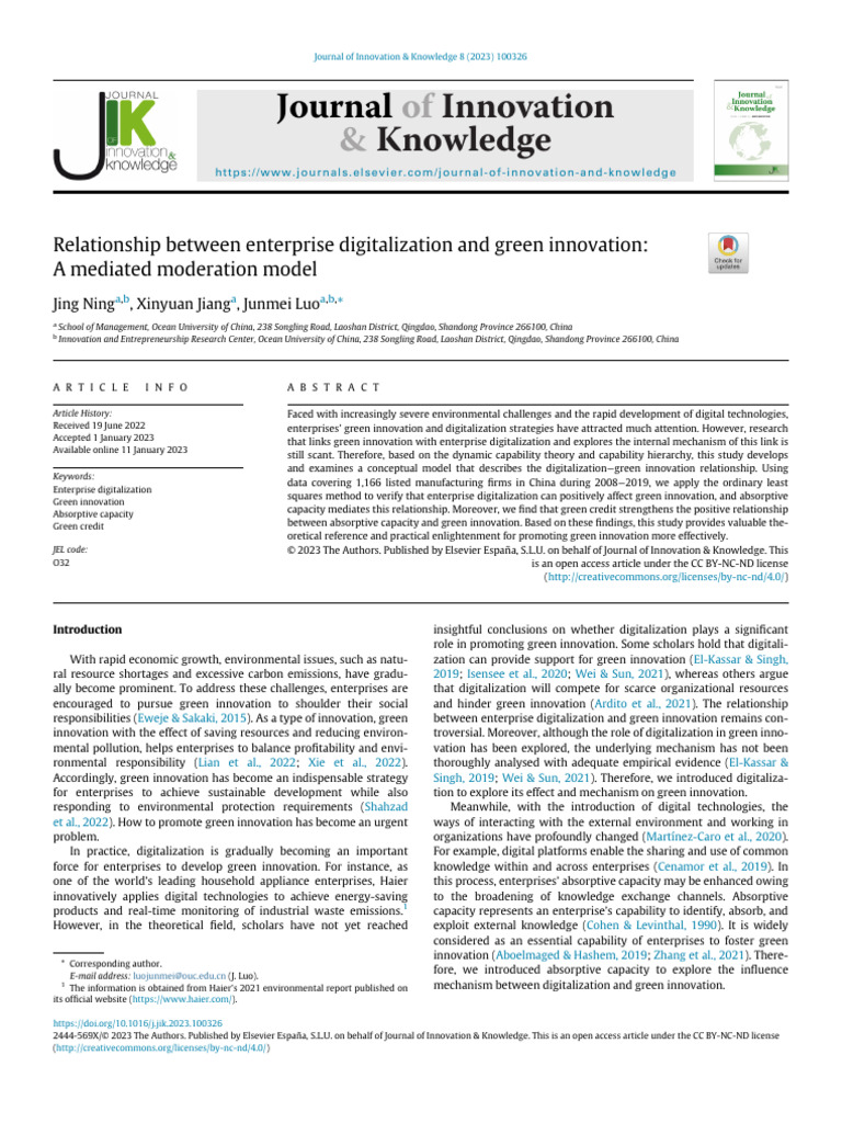 Relationship Between Enterprise Digitalization and GR - 2023 - Journal ...