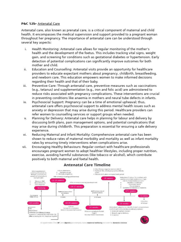 Essential Antenatal Care Guide | PDF | Maternal Health | Pregnancy