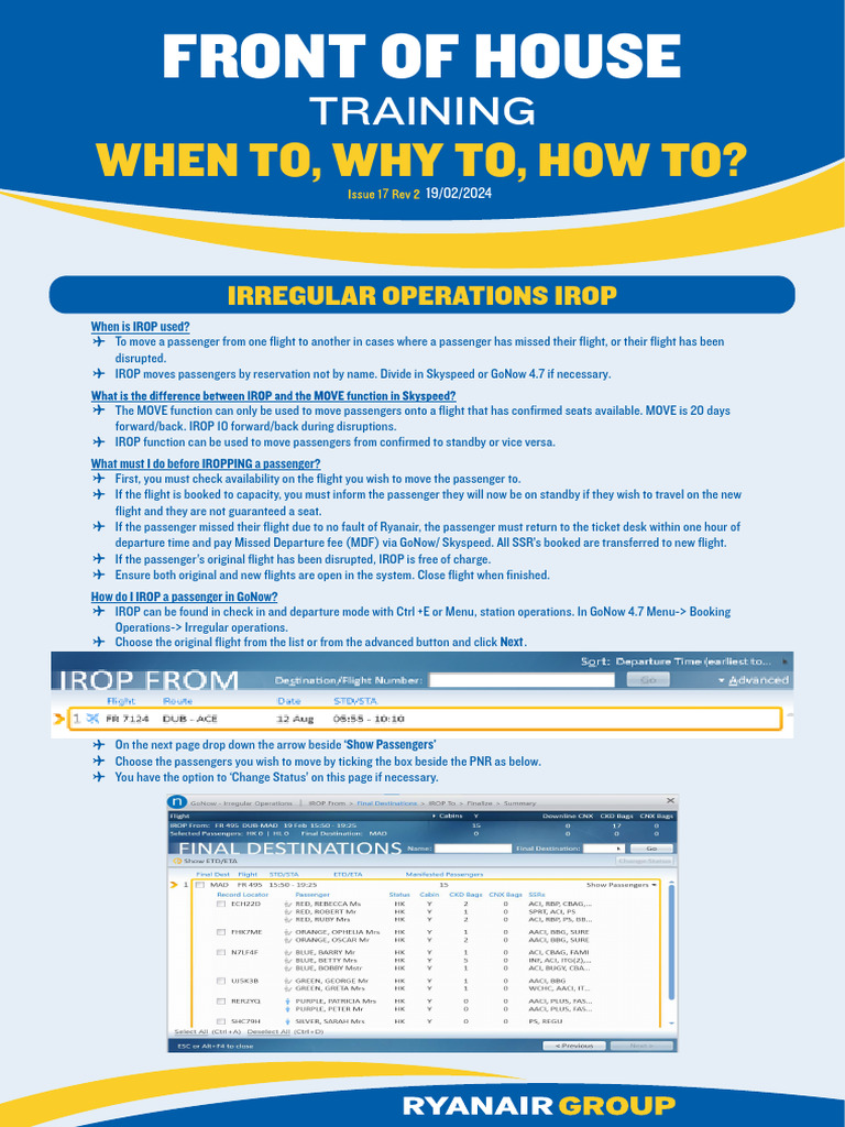 IROP Procedures for Passenger Transfers | PDF