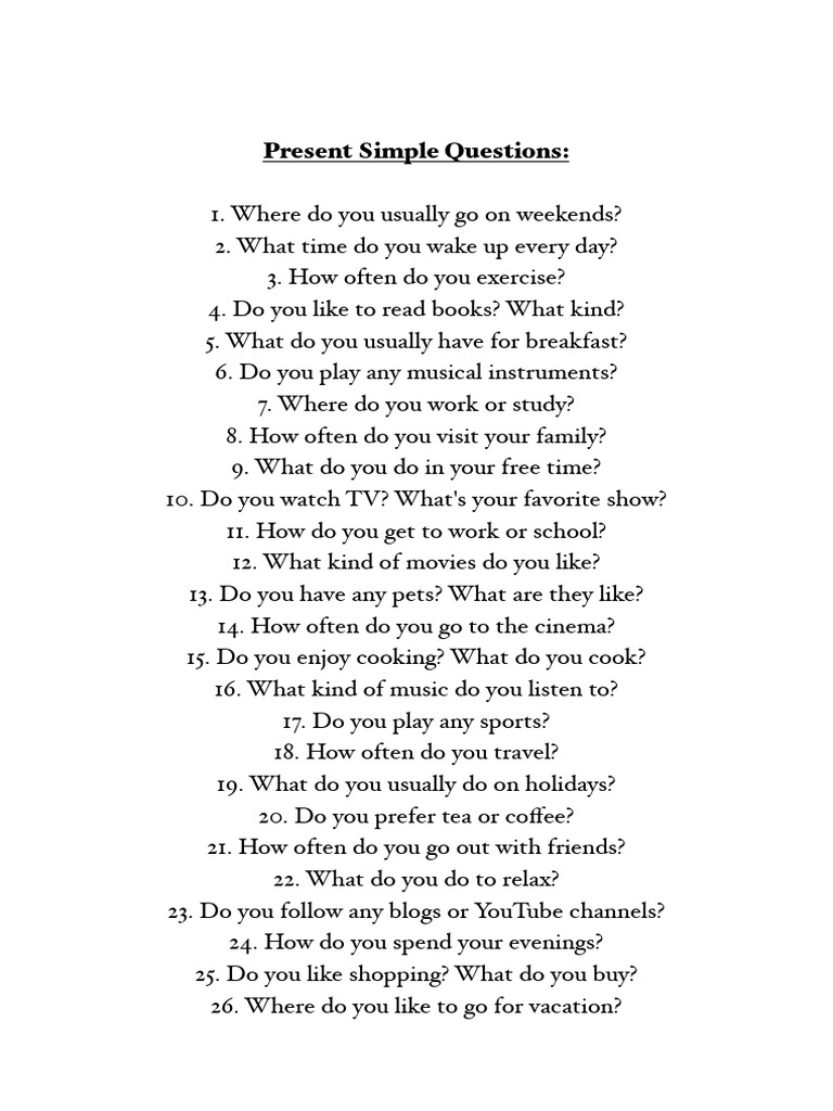 Everyday Questions for English Learners | PDF