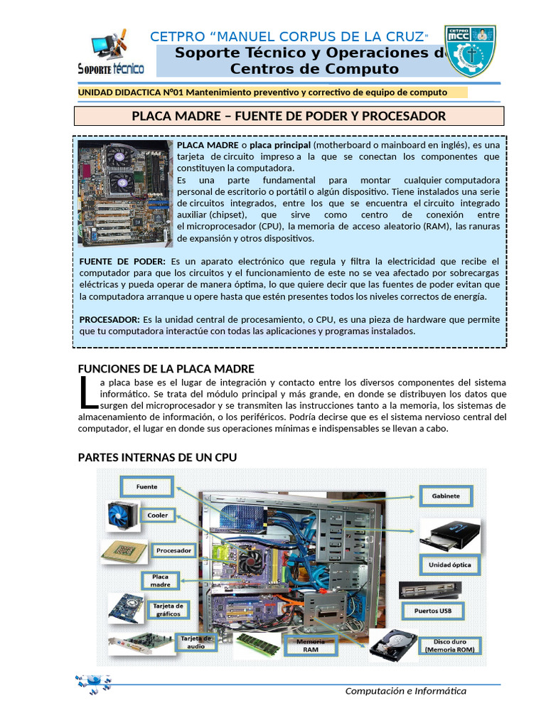 Partes del Computador para Niños | PDF | Hardware de la computadora ...