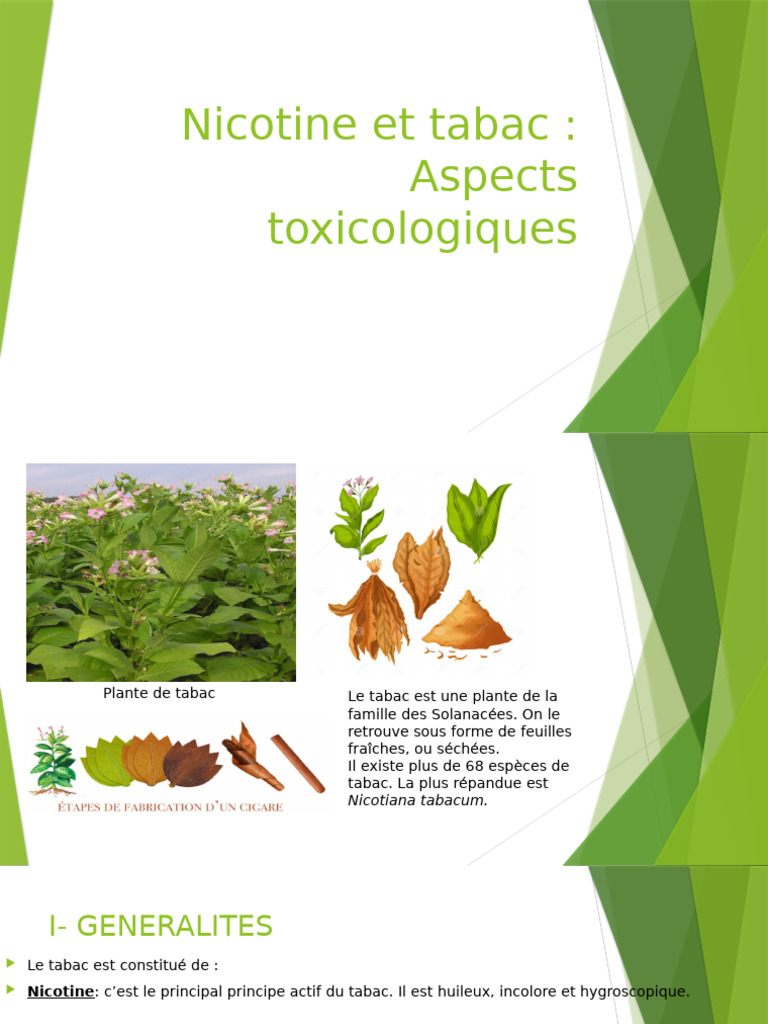 Toxicologie du tabac et nicotine | PDF | Nicotine | Tabac