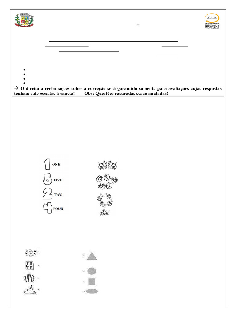 Prova de Inglês - 2º Ano | PDF