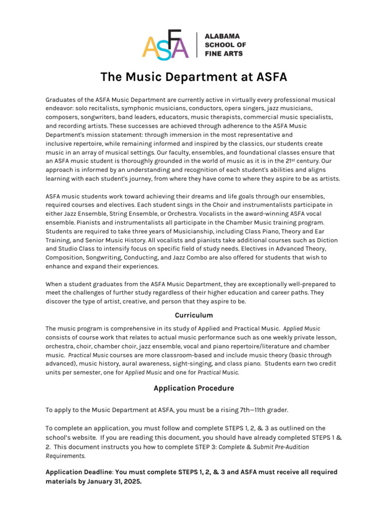 Music Audition Requirements 25-26 | PDF | Audition | Conducting